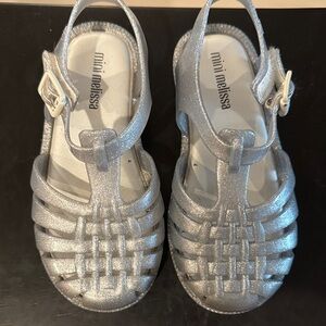 Mini Melissa Shimmering Silver Kids Sandals